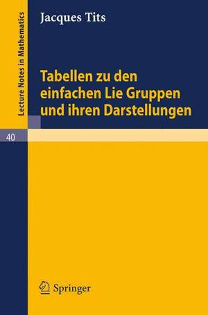 Tabellen zu den einfachen Lie Gruppen und ihren Darstellungen de Jacques Tits