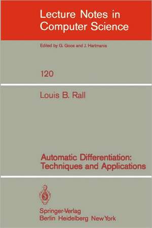 Automatic Differentiation: Techniques and Applications de L.B. Rall