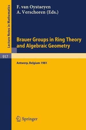 Brauer Groups in Ring Theory and Algebraic Geometry: Proceedings, University of Antwerp U.I.A., Belgium, August 17-28, 1981 de F. van Oystaeyen