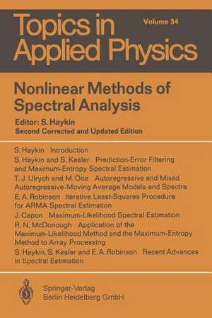 Nonlinear Methods of Spectral Analysis de S. Haykin