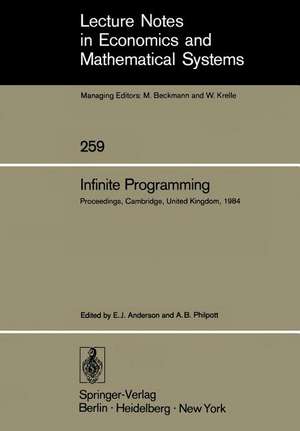 Infinite Programming: Proceedings of an International Symposium on Infinite Dimensional Linear Programming Churchill College, Cambridge, United Kingdom, September 7–10, 1984 de Edward J. Anderson