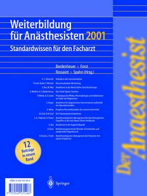 Der Anaesthesist Weiterbildung für Anästhesisten 1997: Ihre Basis für die Facharztprüfung de H.J. Bardenheuer