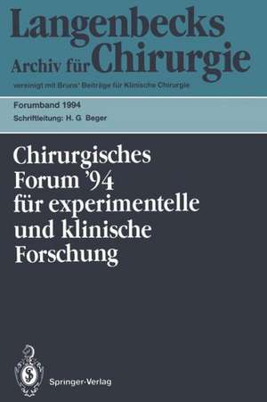 111. Kongreß der Deutschen Gesellschaft für Chirurgie München, 5.–9. April 1994 de D. Berger