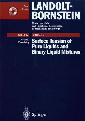 Surface Tension of Pure Liquids and Binary Liquid Mixtures de Christian Wohlfarth