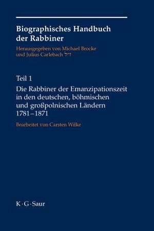 Die Rabbiner der Emanzipationszeit in den deutschen, böhmischen und großpolnischen Ländern 1781-1871 de Michael Brocke