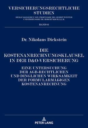 DIE KOSTENANRECHNUNGSKLAUSEL DER D AMP de Nikolaus Dickstein