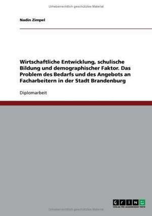 Wirtschaftliche Entwicklung, schulische Bildung und demographischer Faktor. Das Problem des Bedarfs und des Angebots an Facharbeitern in der Stadt Brandenburg de Nadin Zimpel