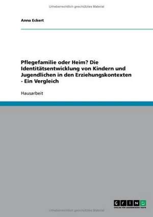 Pflegefamilie oder Heim? Die Identitätsentwicklung von Kindern und Jugendlichen in den Erziehungskontexten - Ein Vergleich de Anna Eckert