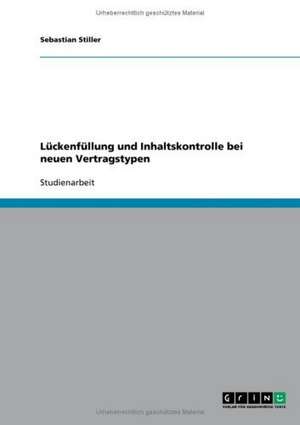 Lückenfüllung und Inhaltskontrolle bei neuen Vertragstypen de Sebastian Stiller