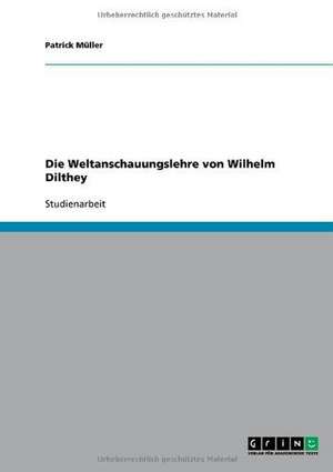 Die Weltanschauungslehre von Wilhelm Dilthey de Patrick Müller