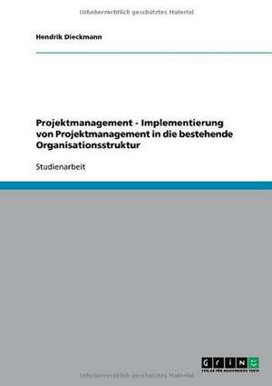 Projektmanagement - Implementierung von Projektmanagement in die bestehende Organisationsstruktur de Hendrik Dieckmann