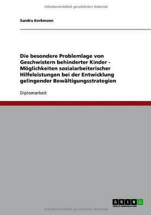 Die besondere Problemlage von Geschwistern behinderter Kinder - Möglichkeiten sozialarbeiterischer Hilfeleistungen bei der Entwicklung gelingender Bewältigungsstrategien de Sandra Kerkmann