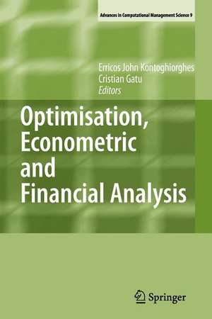 Optimisation, Econometric and Financial Analysis de Erricos Kontoghiorghes