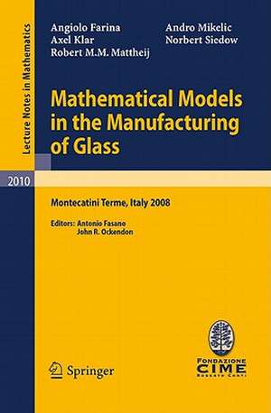 Mathematical Models in the Manufacturing of Glass: C.I.M.E. Summer School, Montecatini Terme, Italy 2008 de Angiolo Farina