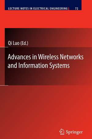 Advances in Wireless Networks and Information Systems de Qi Luo