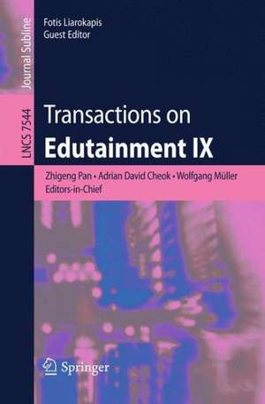 Transactions on Edutainment IX de Zhigeng Pan