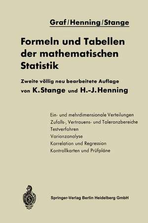 Formeln und Tabellen der mathematischen Statistik de NA Graf