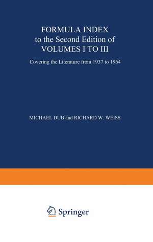 Formula Index to the Second Edition of Volume I to III de Michael Dub