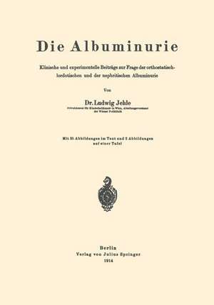 Die Albuminurie: Klinische und experimentelle Beiträge zur Frage der orthostatisch-lordotischen und der nephritischen Albuminurie de Ludwig Jehle