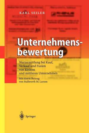 Unternehmensbewertung: Wertermittlung bei Kauf, Verkauf und Fusion von kleinen und mittleren Unternehmen de S.M. Larson