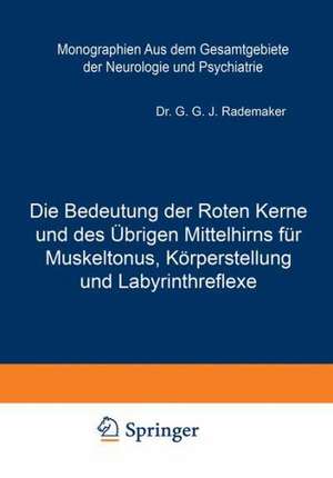 Die Bedeutung der Roten Kerne und des Übrigen Mittelhirns für Muskeltonus, Körperstellung und Labyrinthreflexe de G. G. J. Rademaker