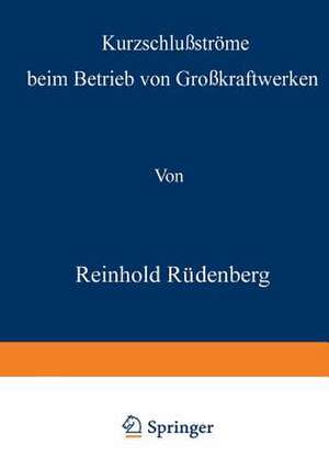 Kurzschlußströme beim Betrieb von Großkraftwerken de Reinhold Rüdenberg