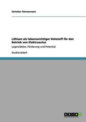 Lithium als lebenswichtiger Rohstoff für den Betrieb von Elektroautos de Christian Timmermann