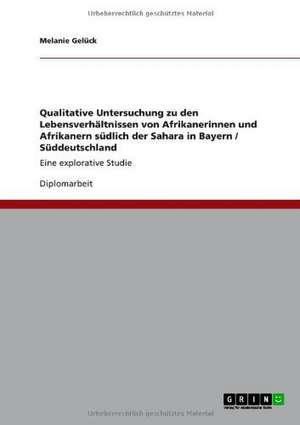 Qualitative Untersuchung zu den Lebensverhältnissen von Afrikanerinnen und Afrikanern südlich der Sahara in Bayern / Süddeutschland de Melanie Gelück