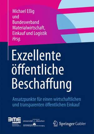 Exzellente öffentliche Beschaffung: Ansatzpunkte für einen wirtschaftlichen und transparenten öffentlichen Einkauf de Michael Essig