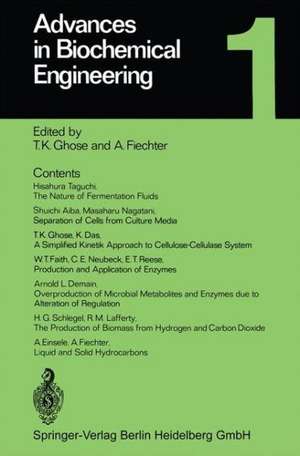 Advances in Biochemical Engineering de T. K. Ghose