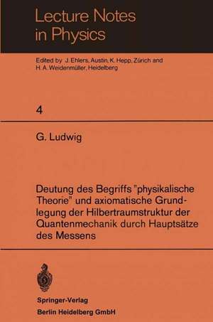 Deutung des Begriffs ”physikalische Theorie” und axiomatische Grundlegung der Hilbertraumstruktur der Quantenmechanik durch Hauptsätze des Messens de G. Ludwig