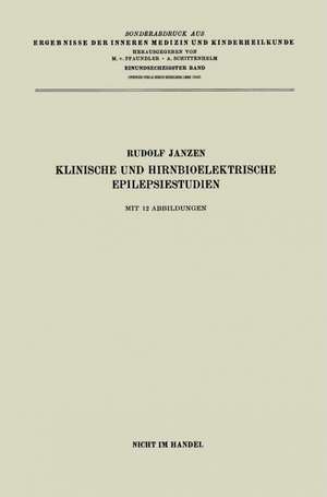 Klinische und hirnbioelektrische Epilepsiestudien de Rudolf Janzen