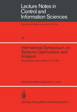 International Symposium on Systems Optimization and Analysis: Rocquencourt, December 11–13, 1978 de IRIA LABORIA