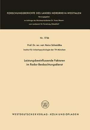 Leistungsbeeinflussende Faktoren im Radar-Beobachtungsdienst de Heinz Schmidtke