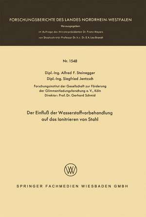 Der Einfluß der Wasserstoffvorbehandlung auf das Ionitrieren von Stahl de Alfred Friedrich Steinegger