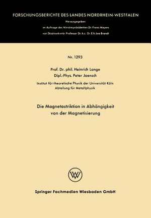 Die Magnetostriktion in Abhängigkeit von der Magnetisierung de Heinrich Lange