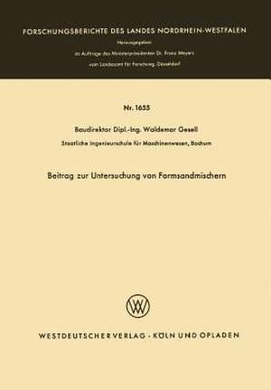 Beitrag zur Untersuchung von Formsandmischern de Waldemar Gesell