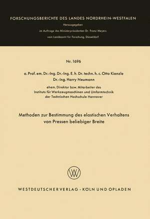 Methoden zur Bestimmung des elastischen Verhaltens von Pressen beliebiger Breite de Otto Kienzle