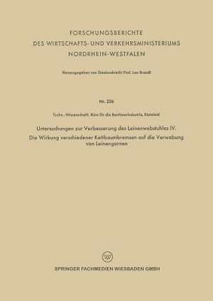 Untersuchungen zur Verbesserung des Leinenwebstuhles IV. Die Wirkung verschiedener Kettbaumbremsen auf die Verwebung von Leinengarnen de Techn.-Wissenschaftl. Büro für die Bastfaserindustrie