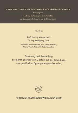 Ermittlung und Beurteilung der Sprengbarkeit von Gestein auf der Grundlage des spezifischen Sprengenergieaufwandes de Werner Leins