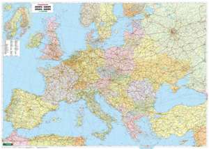 Wall map marker panel: Europe politically large format, 1:2.6 million