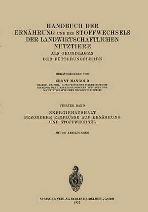 Energiehaushalt. Besondere Einflüsse auf Ernährung und Stoffwechsel de Ernst Mangold