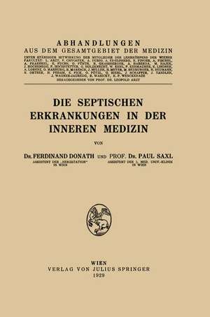 Die Septischen Erkrankungen in der Inneren Medizin de Ferdinand Donath