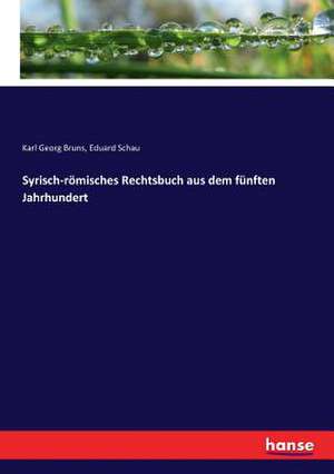 Syrisch-römisches Rechtsbuch aus dem fünften Jahrhundert de Karl Georg Bruns