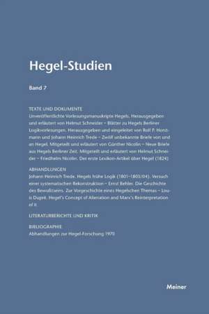 Hegel-Studien Band 7 (1972): Thomas Von Aquin Und Die Scholastik de Friedhelm Nicolin