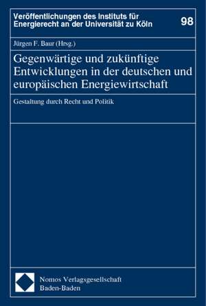 Gegenwärtige und zukünftige Entwicklungen in der deutschen und europäischen Energiewirtschaft de Jürgen F. Baur