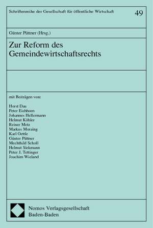 Zur Reform des Gemeindewirtschaftsrechts de Günter Püttner