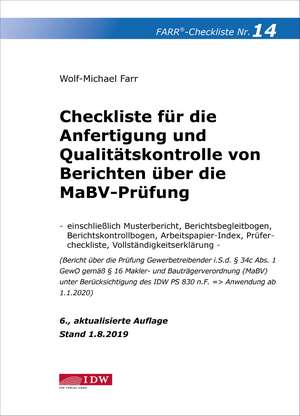 Checkliste 14 (Berichte MaBV-Prüfung), 6. A. de Wolf-Michael Farr