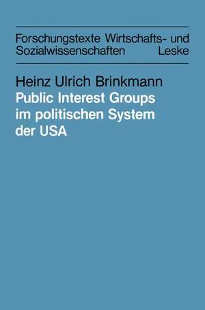 Public Interest Groups im politischen System der USA: Organisierbarkeit und Einflußtechniken de Heinz Ulrich Brinkmann