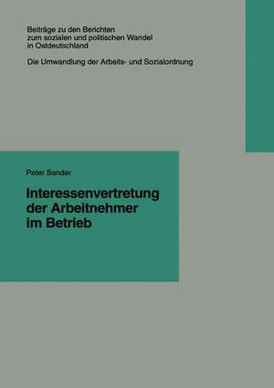 Interessenvertretung der Arbeitnehmer im Betrieb de Peter Sander